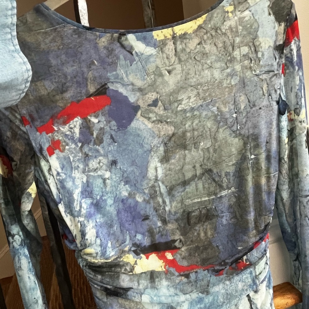 Kay Unger Beautiful Multi Color Mesh Fitted Dress… - image 3